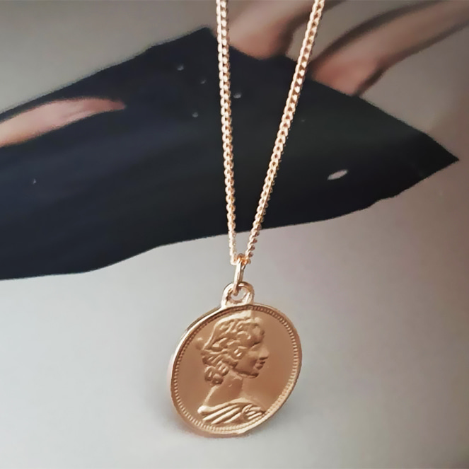 14k 18k 양면 코인 동전 목걸이