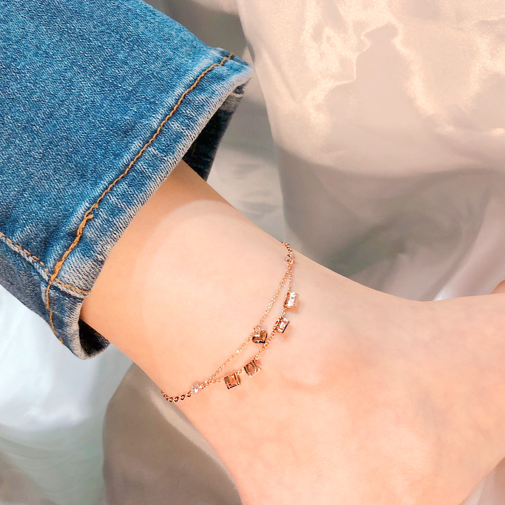14k 18k LOVE Q 박스 발찌