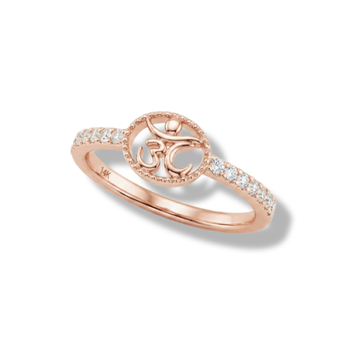 로즈골드 14K 옴 심볼 스톤 반지