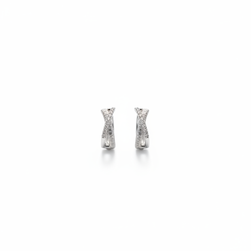 크로스 라인 디자인의 14k/18k 큐빅 귀걸이