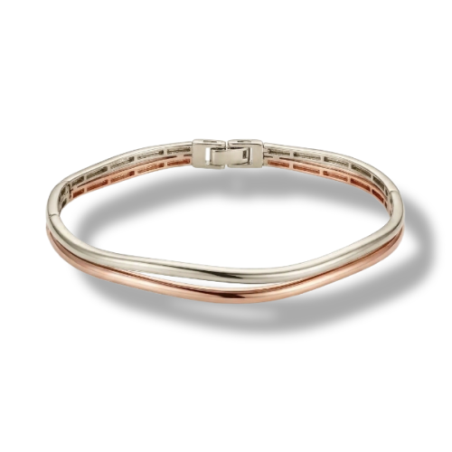웨이브 디자인의 14K 18K 트리컬러 뱅글팔찌