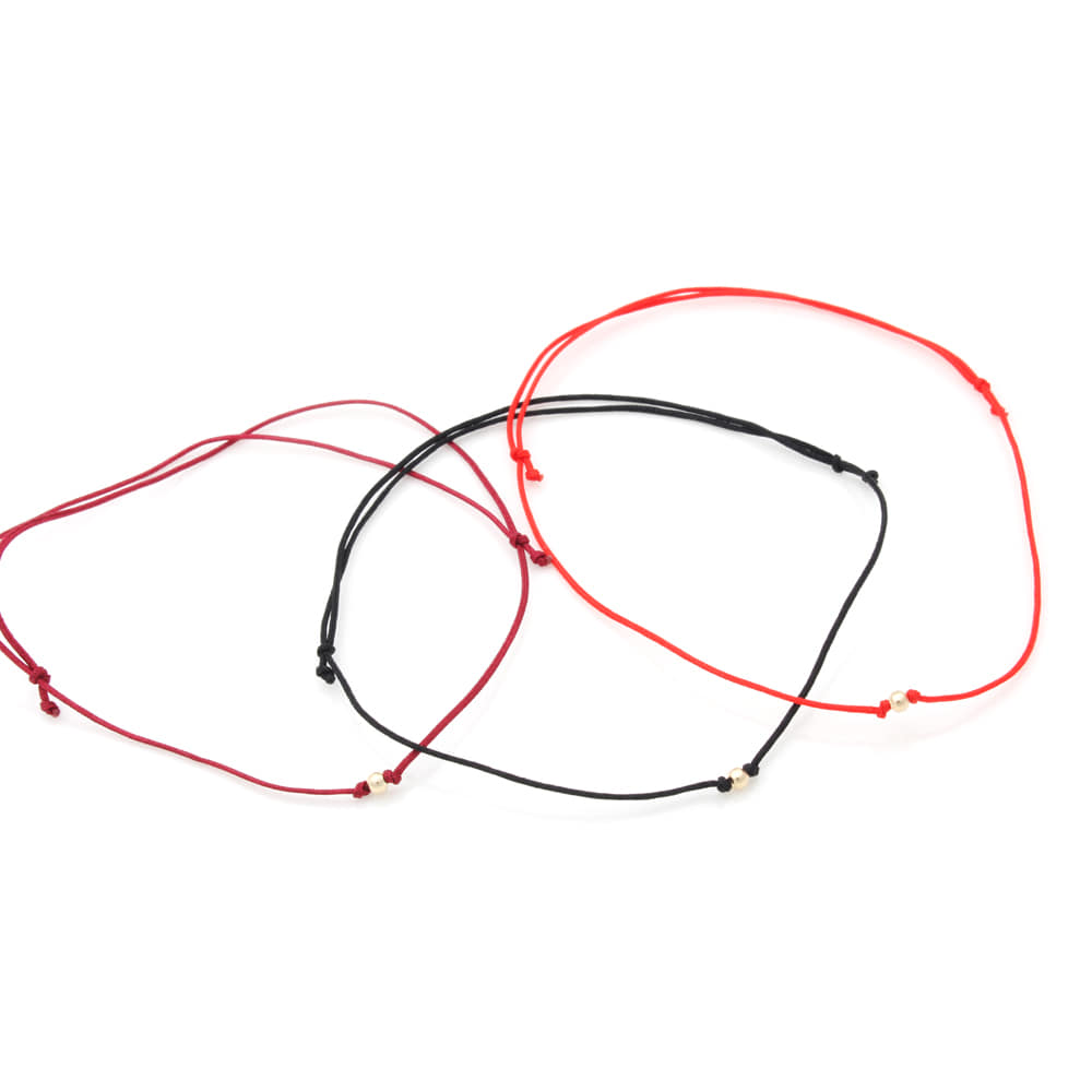 14k 3mm 볼 실크 레이어드 팔찌