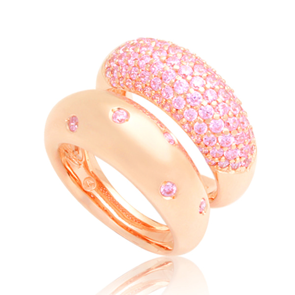 14k 18k 핑크큐빅 쌍가락지 반지