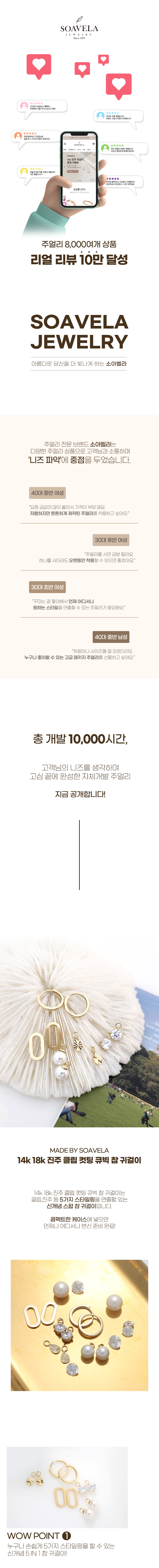 14k 18k 데일리 체인지 귀걸이 5종 세트 상세